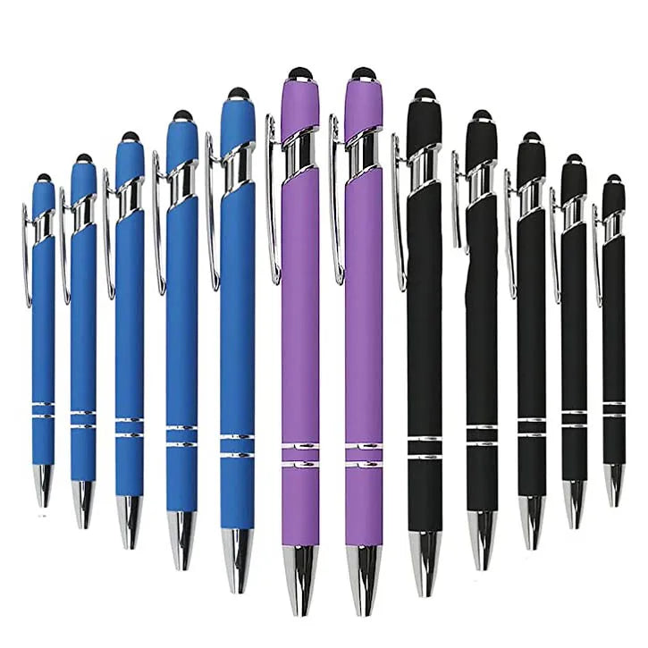 Wholesale Bulk Branded Promotional Gift Custom logo Metal Black Stylus Pen Rubber Coated Ballpoint Soft Touch Metal Pen