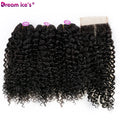 Dream Ice's Fast Delivery Cheap Price Good Quality Wholesale 3pcs Lace Closure Curly Jerry Curl Human Hair Blend Synthetic