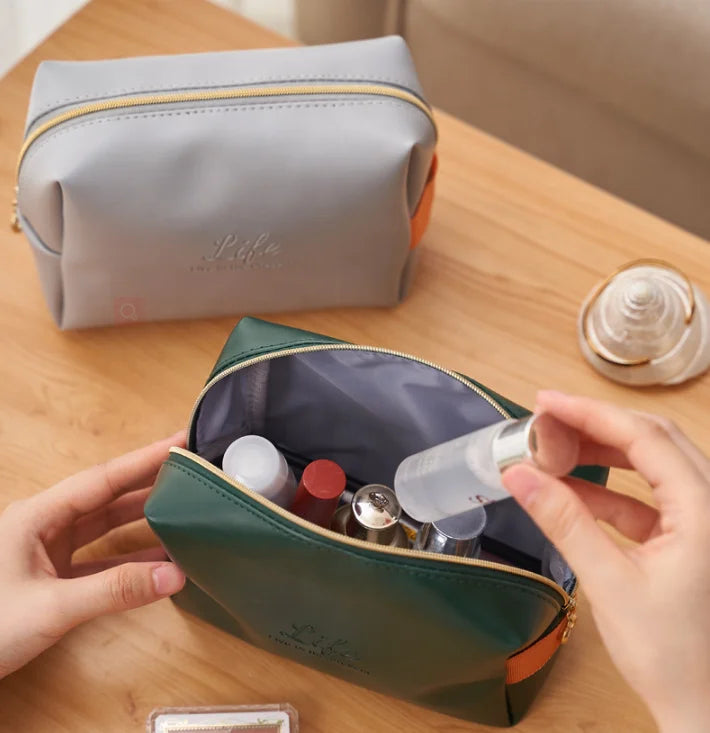 Custom Logo PU Leather Cosmetic Bag for Women Portable Travel Lipstick Cosmetic Beauty Pouch Ladies Waterproof Makeup Brush Bag