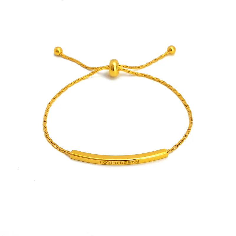 Adjustable Stainless Steel Lover Dream Bracelet for Women Trendy Gold Plated Wedding Accessory No Fade Christmas Gift