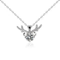 OAHLAN Fashion Luxury Jewelry 2ct Round Cut Moissanite Deer Antler Pendant S925 Sterling Silver Necklace for Women Wedding Gift