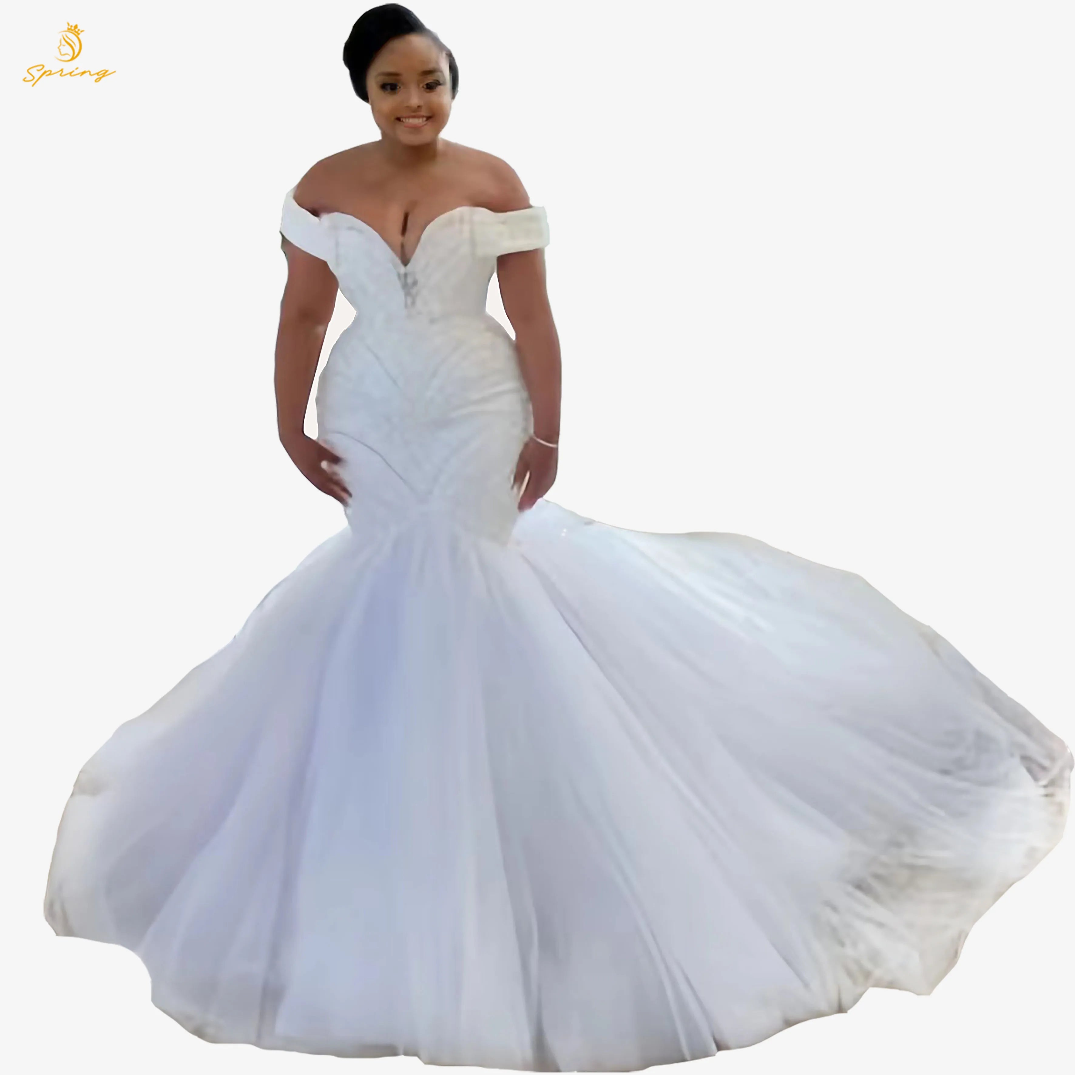 S1023A Luxury Foreign Trade Custom Princess Tutu Skirt and Pearl Tube Top Big Tail Bridal for Women Wedding Dress