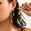 Designer Statement Irregular Liquid Metal Stud Earrings for Women Trendy Ladies Ear Accessories 2024 Fashion Jewelry Female Gift
