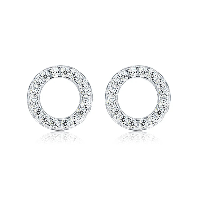Fashion Circle Zircon Earrings Simple Diamond Stud Earrings for Women Girls