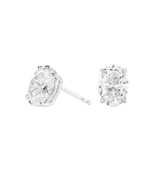 Wholesale 1Ct Oval Lab Grown Diamond Studs D IGI Diamond 18K White Gold Silver Plated Unisex Earrings Fine Jewellery