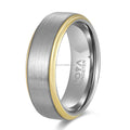 POYA Gold  Plated Silver Tungsten Ring with Stepped Edge for Wedding and Gift Engagement Ring