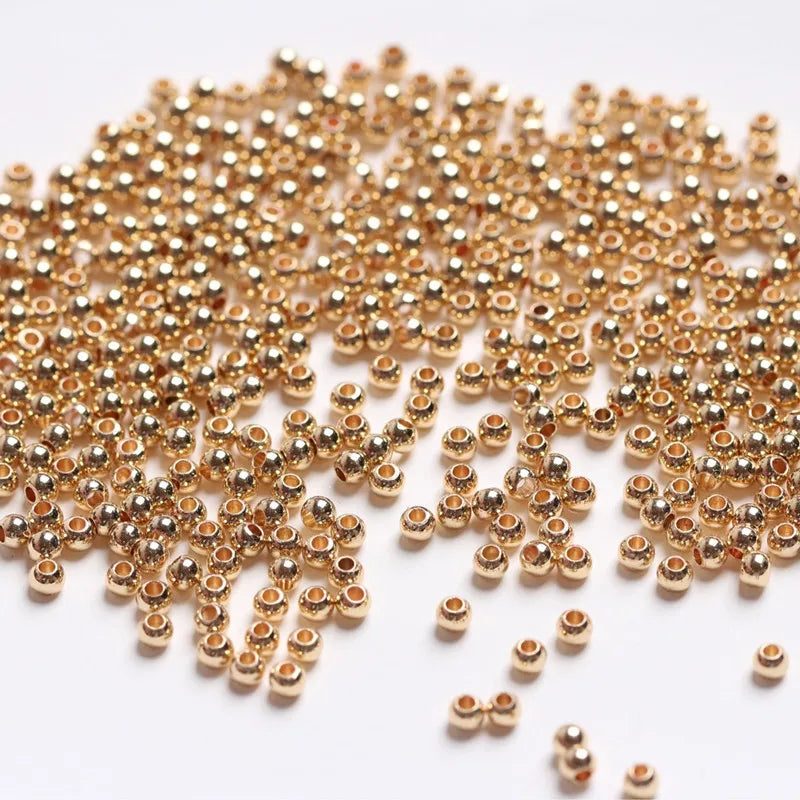 Wholesale Metal Spacer BeadsBrass Round Beads Tiny Smooth Beads for NecklacesBracelets and Jewelry Making