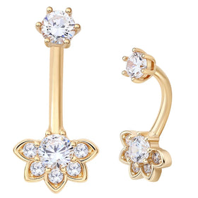 Eternal Metal 14K Solid Gold Internally Threaded Navel Rings Children's Wedding Body Piercing Jewelry Wholesale