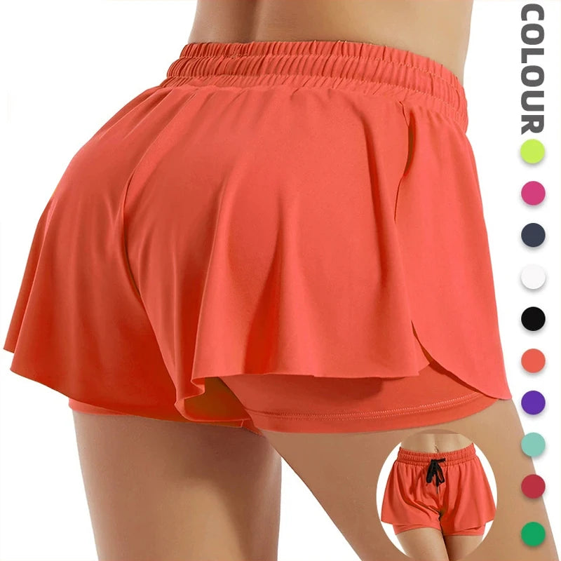 Womens High Waisted Running Shorts Quick Dry Athletic Workout Shorts With Mesh Liner Pockets
