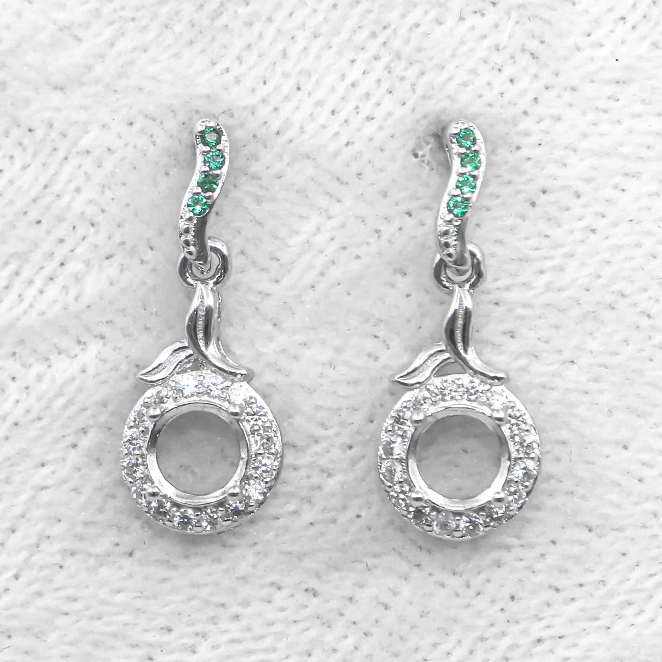 Sterling Silver 5*5mm Semi Mount Stud Eardrops Empty Frame Support Blank Setting S925 Base Without Center Stone DIY for Inlay