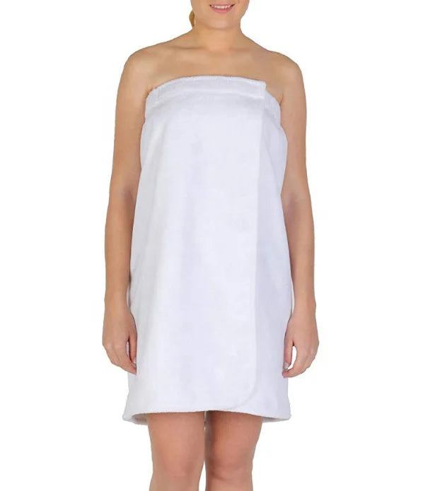 Wholesale Customized Wearable 100% Cotton Terry Shower Bath Skirt Wrap Towel with Elastic Spa for Women Girl