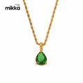 Luxury Teardrop Zircon Pendent Jewelry 18k Gold Filled Waterproof Stainless Steel Birthstone Necklace