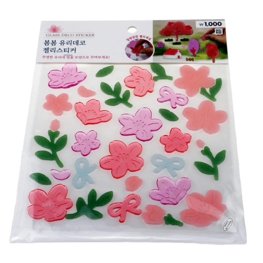 Beautiful Flowers Window Stickers Gel Design for Home Decor