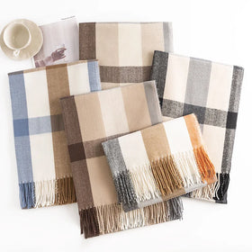 Wholesale Classic Plaid Winter Warm Tartan Cashmere Scarf for Women Large Blanket Wrap Shawl Soft Scarf