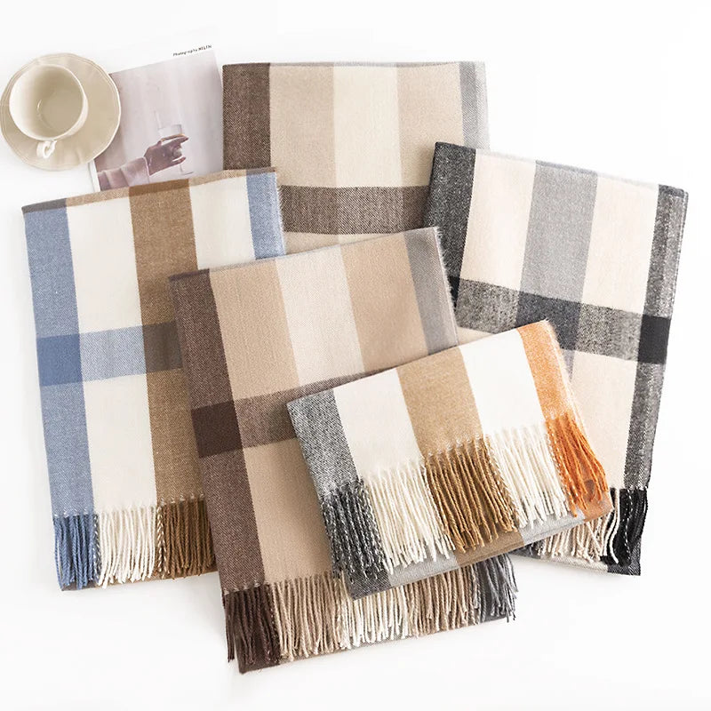Wholesale Classic Plaid Winter Warm Tartan Cashmere Scarf for Women Large Blanket Wrap Shawl Soft Scarf