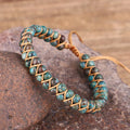Handmade Women Natural Stone Braided Beads Wrap Stone Bracelets Girls Fashion Jewelry