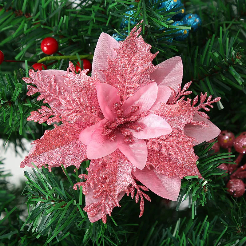 Wholesale Christmas Poinsettia Flower Wreath Garland Home Tree Decoration with Pine Needle Material for Holiday Season
