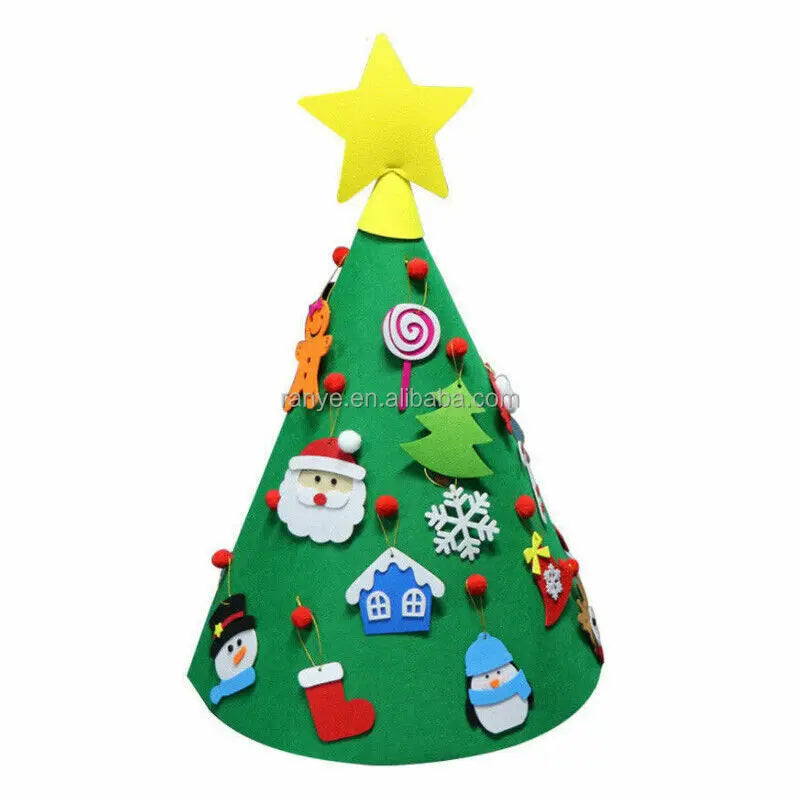 DIY Felt Christmas Tree Snowman with Ornaments 3D Christmas Tree Kids Toys Party Decoration