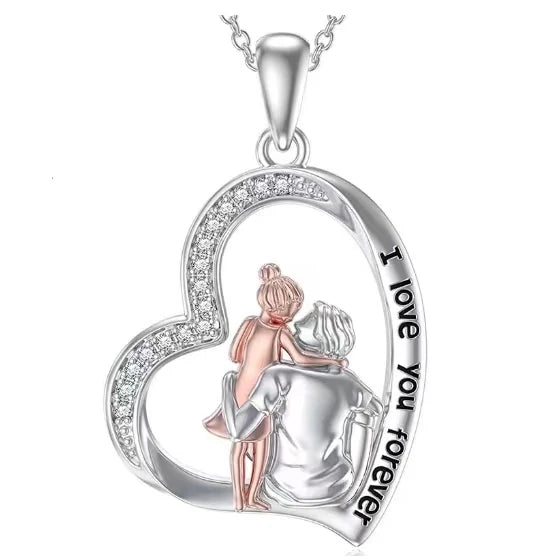 RisingMoon 2023 New Fashion Hot Selling Heart Father Daughter Necklace for Father's Day As Gift