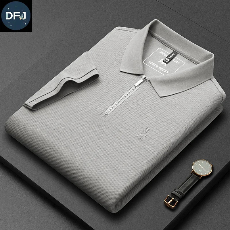 Custom Men's Half-up Zip for  Shirts 100% Cotton Knitted Fabric Short Sleeve Embroidered Print Golf s-Manufacturer