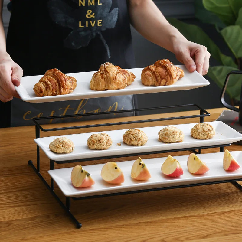Hot Selling Nordic Ceramic Dinner Plate Three-tier Dessert Rack Multi-tier Fruit Plate Buffet Table Sushi Plate Cake Rack Stand