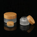 Eco Friendly Lotion Skincare Containers Frosted Glass Face Cream Jar 30g Bamboo Cosmetic Jar With Bamboo Lid