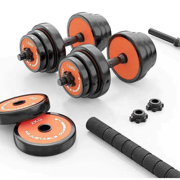PINJIAN 2023 Wholesale Gym Fitness Cement Dumbbells Adjustable Dumbbells 40kg Pair of Weights Free Barbell Body Building Set