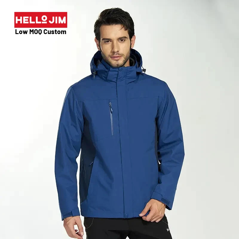 HELLO JIM 3-in-1outdoor Storm Jacket Protected Windproof & Waterproof Warm for Spring With Polyester Filling