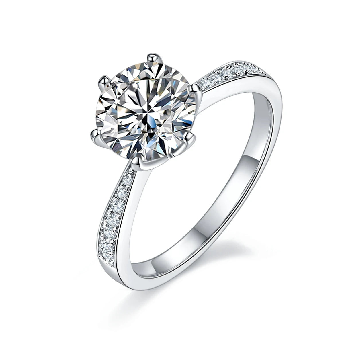 Good Quality Sterling Silver 925 Moissanite Ring Design Vvs 2 Ct for Lady