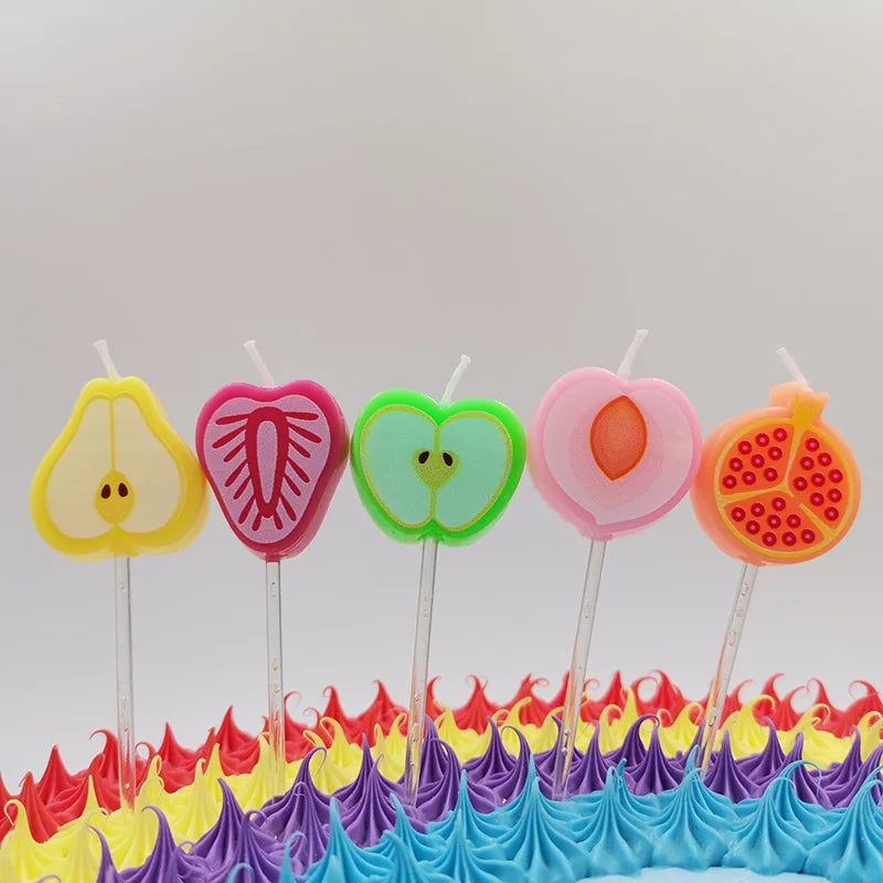 Factory New Design Fruit Shape Birthday Cake Decoration Candles Set for Kids Party
