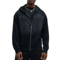 Black Customized Boxy Vintage Wash Embroider Zip Hoodie Plus Size Men Cotton Pullover Hood Sweatshirt