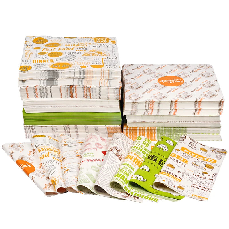 Custom Printed Logo Food Burger Wrapping Greaseproof Paper