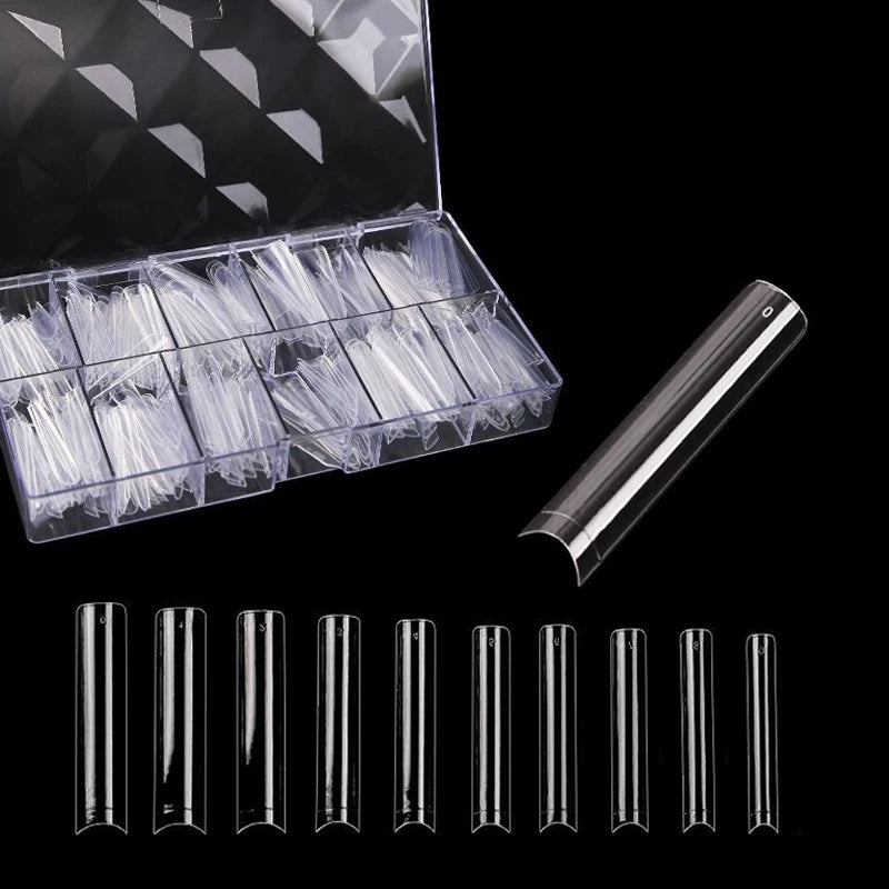 500Pcs Box XXXL Extra Long No C Curve Square Nail Tips French Shape Acrylic False Nail Tips Clear