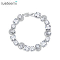 LUOTEEMI Wholesale High Quality Rhodium Plated AAA White Cubic Zirconia Women Shining Luxury Fashion Bridal Bracelets