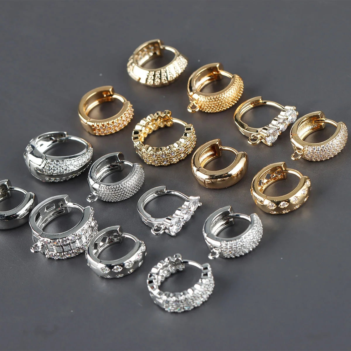 M859 10pcs/lot Fashion Metal DIY Earring Hooks Zircon Multi-Style for Women  Brass Jewelry Making Accessories
