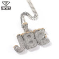 Luxury Hip Hop Charm Iced Cubic Zircon Small Baguette Initial Letter Pendant Custom Name Pendant