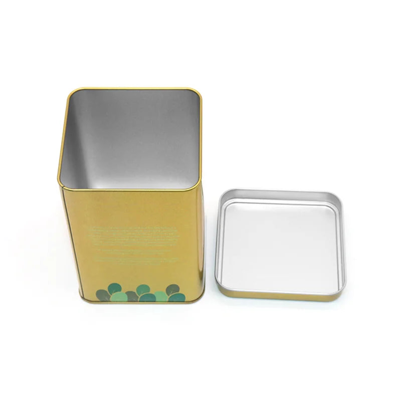 90-90-130mm Food Grade square Tea Tin Box Packaging Metal Tea Tin Storage China Manufacturer