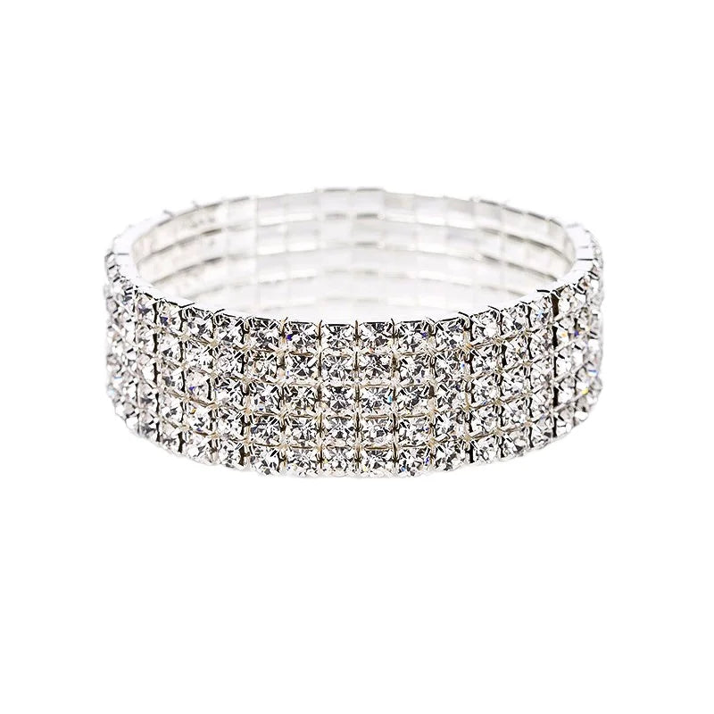 Fashion Sparkle Crystal Rhinestone Stackable Stretch Tennis Bracelets for Women Jewelry