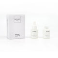 Luxury Flat Shoulder Round Empty Glass Skincare Serum Pump Foundation Bottle White Cosmetic Lotion Packaging Bottle Set With Box