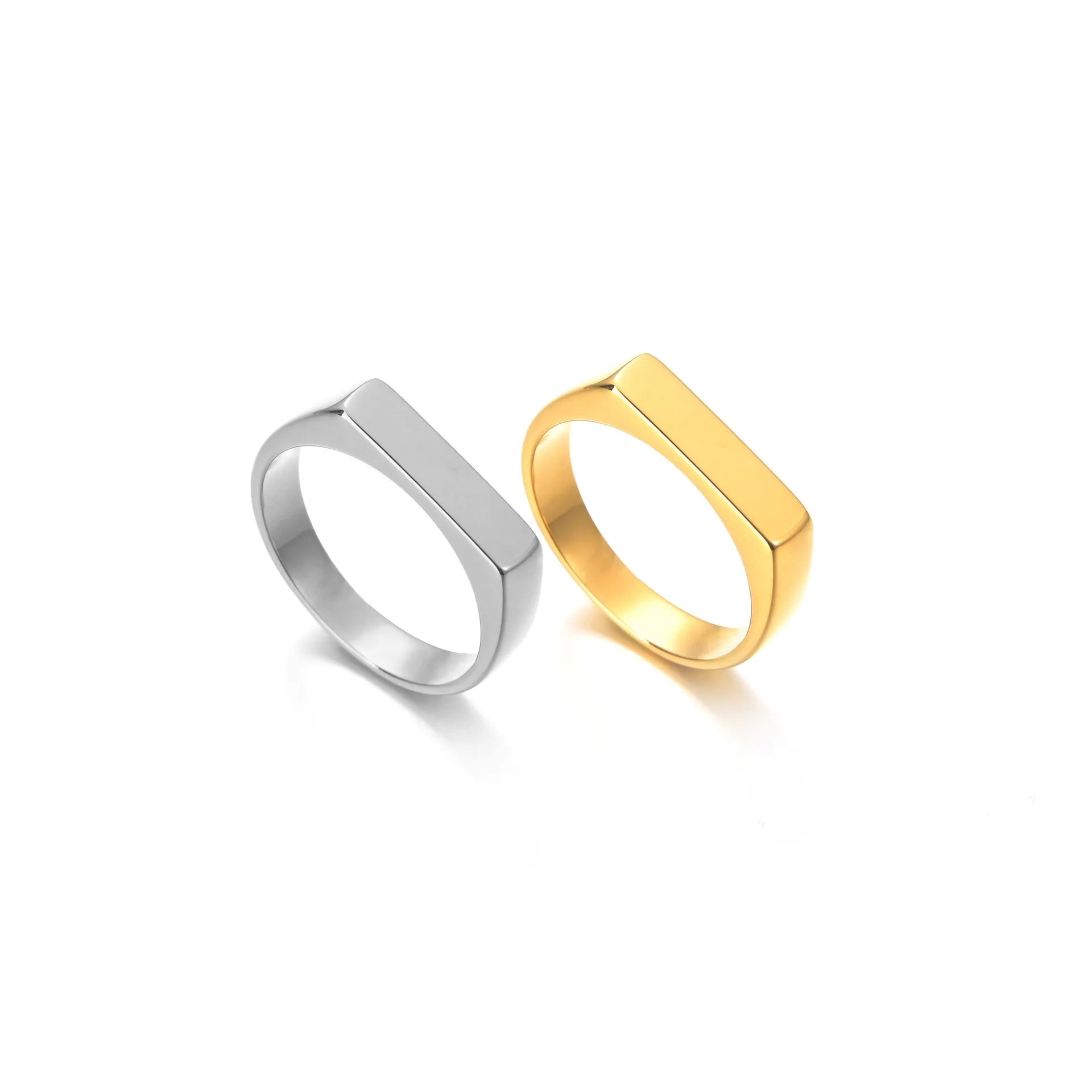 4MM Width PVD 18K Gold Stainless Steel Blank Band Ring Name Engraved Rings Custom Logo Ring