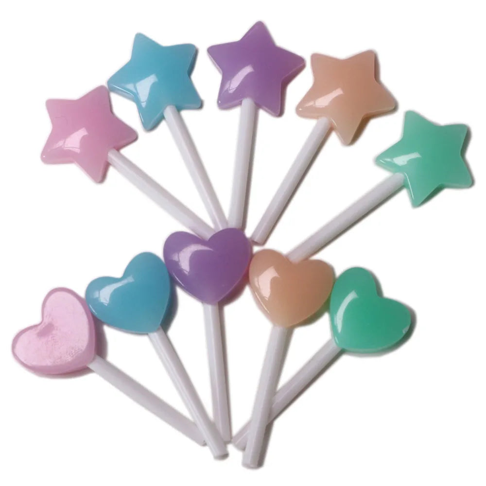Wholesale Resin Heart Star Lollipop Flat Back Cabochon 100Pcs Pretty for Craft Decor Accessories Phone Case DIY Embellishments