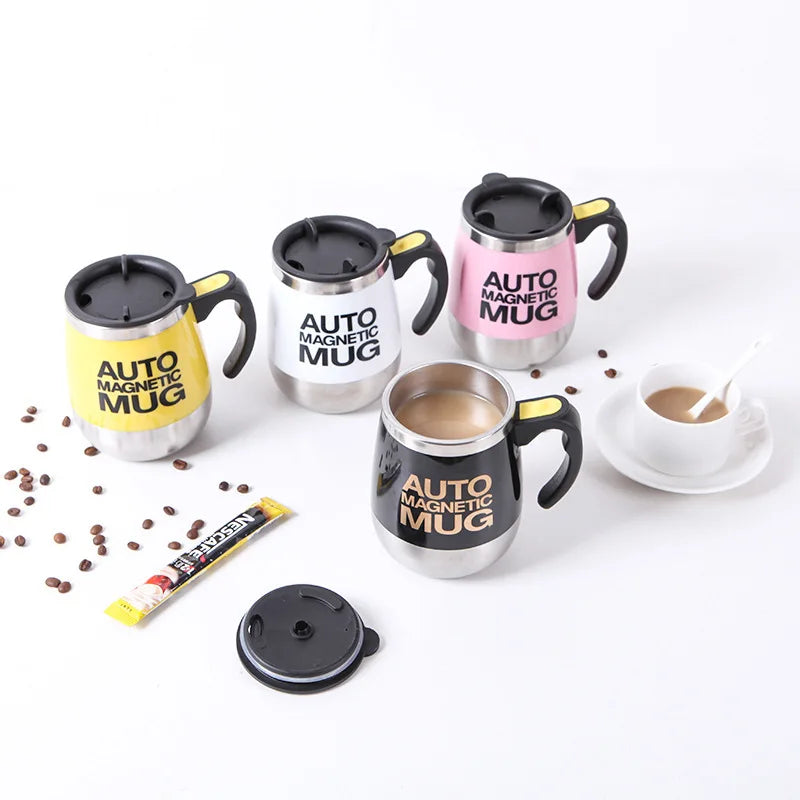 400ml Novel Custom Logo Stainless Steel Magnetic Auto Mixing Milk Auto Coffee Cup Self Stirring Mug