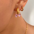 2024 Dazan New 18k Gold Plated Unique Hypoallergenic Stainless Steel Butterfly Bow 5a Zircon Waterproof Earrings for Women