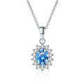 1ct 6.5mm Oval Cut Diamond Necklaces for Women Wife 925 Sterling Silver Pendant With Chain Blue Moissanite Necklace