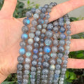 Wholesale DIY 15.5 Inch Gemstone Beaded Necklace 3/4/6/8/10/12/14MM Natural Labradorite Beads for Jewelry Making 1mm Hole