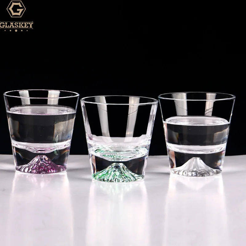 Snow Mountain Fuji Mountain-shaped Whiskey Glasses Beer Glass Spray Color Heavy Bottom Whisky Shot Glass