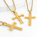 Customizable 18K Gold Plated Stainless Steel Fine Fashion Jewelry Pendants Necklace Cross Christ Jesus Religious Men Zircon