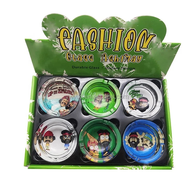 Glass Ashtray Round Classic American Style Desktop 8.5x3.5cm 250g Not Easily Broken Smoking Accessories