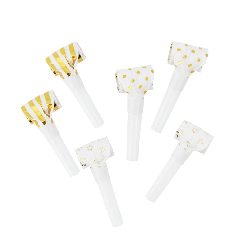 Party Maker 610007 Gold Blowout Colorful Paper Party Props Noise Maker Birthday Kids Toy Whistle New Year Celebration