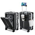 OEM ODM Front Opening Hard Shell Business Suitcase Customizable 20 24 Inch Aluminum Frame Zipperless Black Pc Travel Luggage